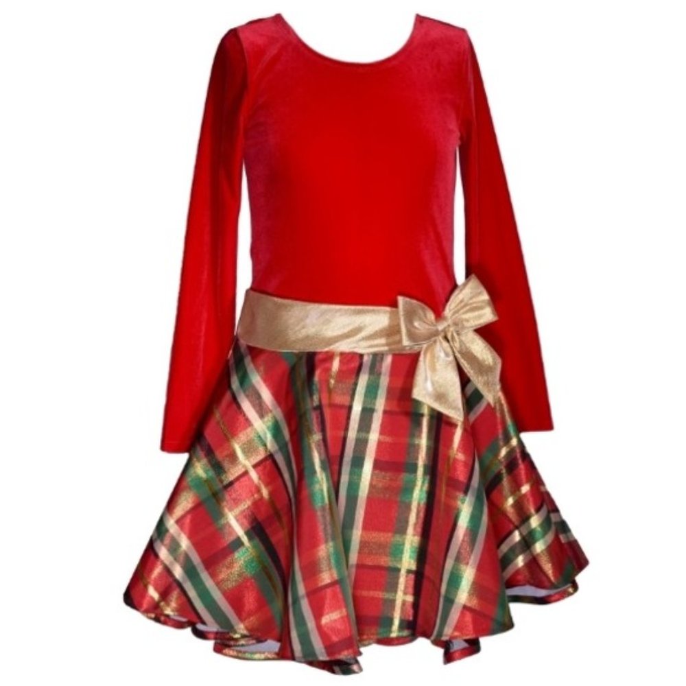 Bonnie Jean Festive Red and Gold Dress